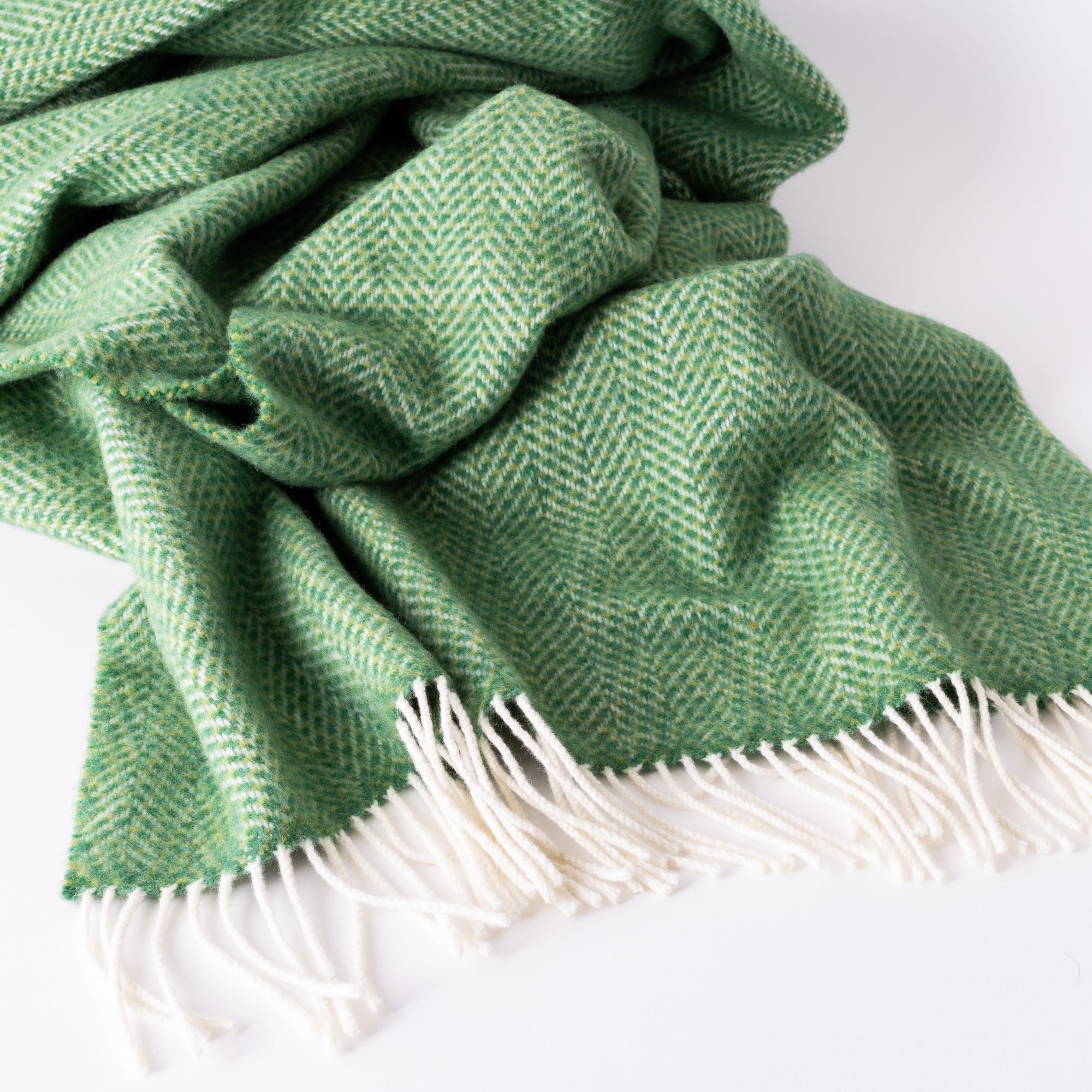 Green Herringbone Throw