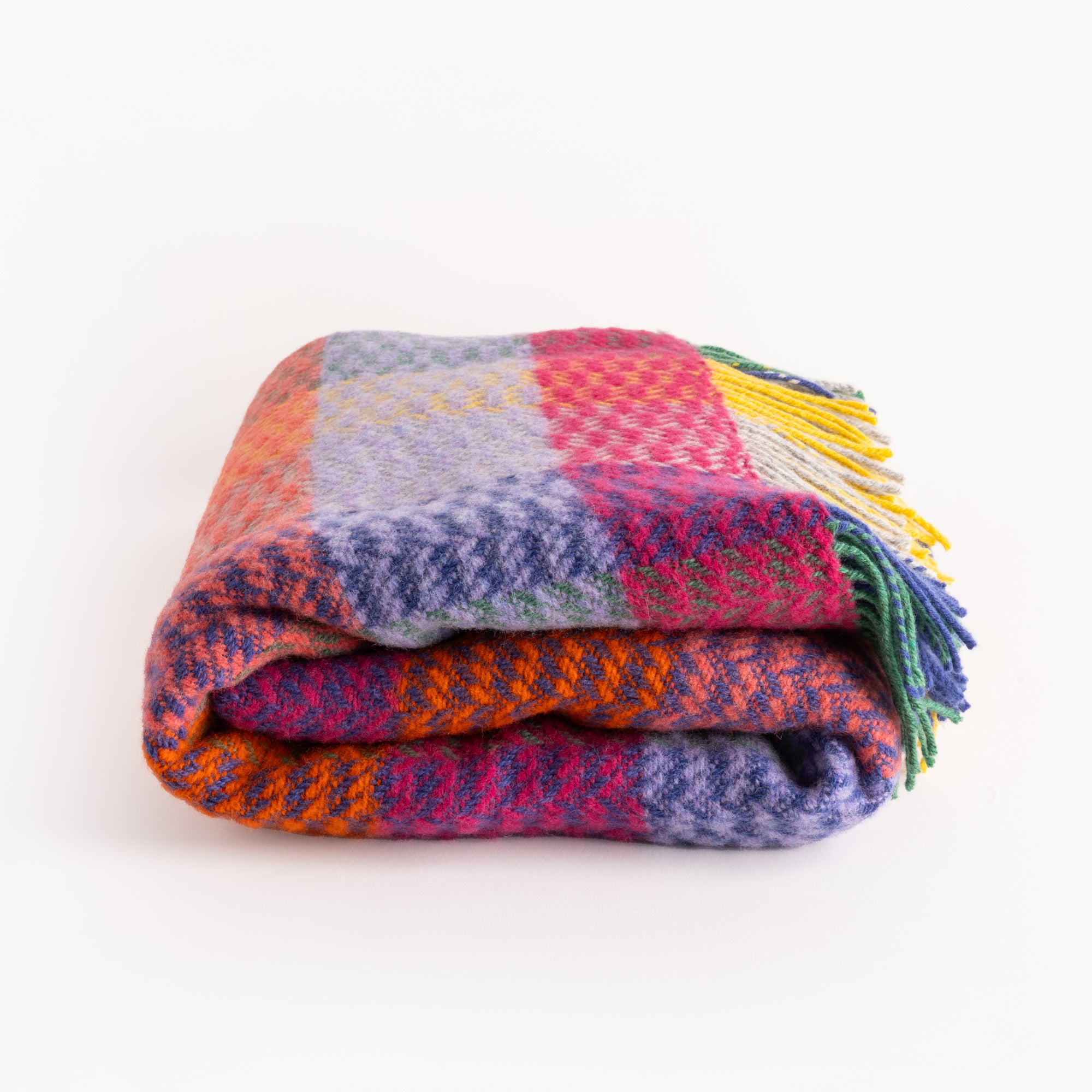 Colour Block Throw in Berry and Orange