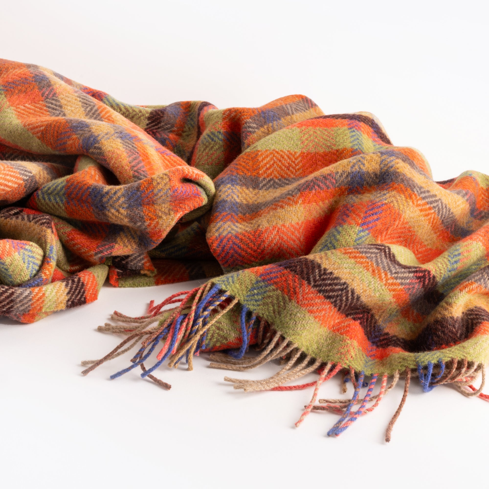 Green & Orange Check Throw