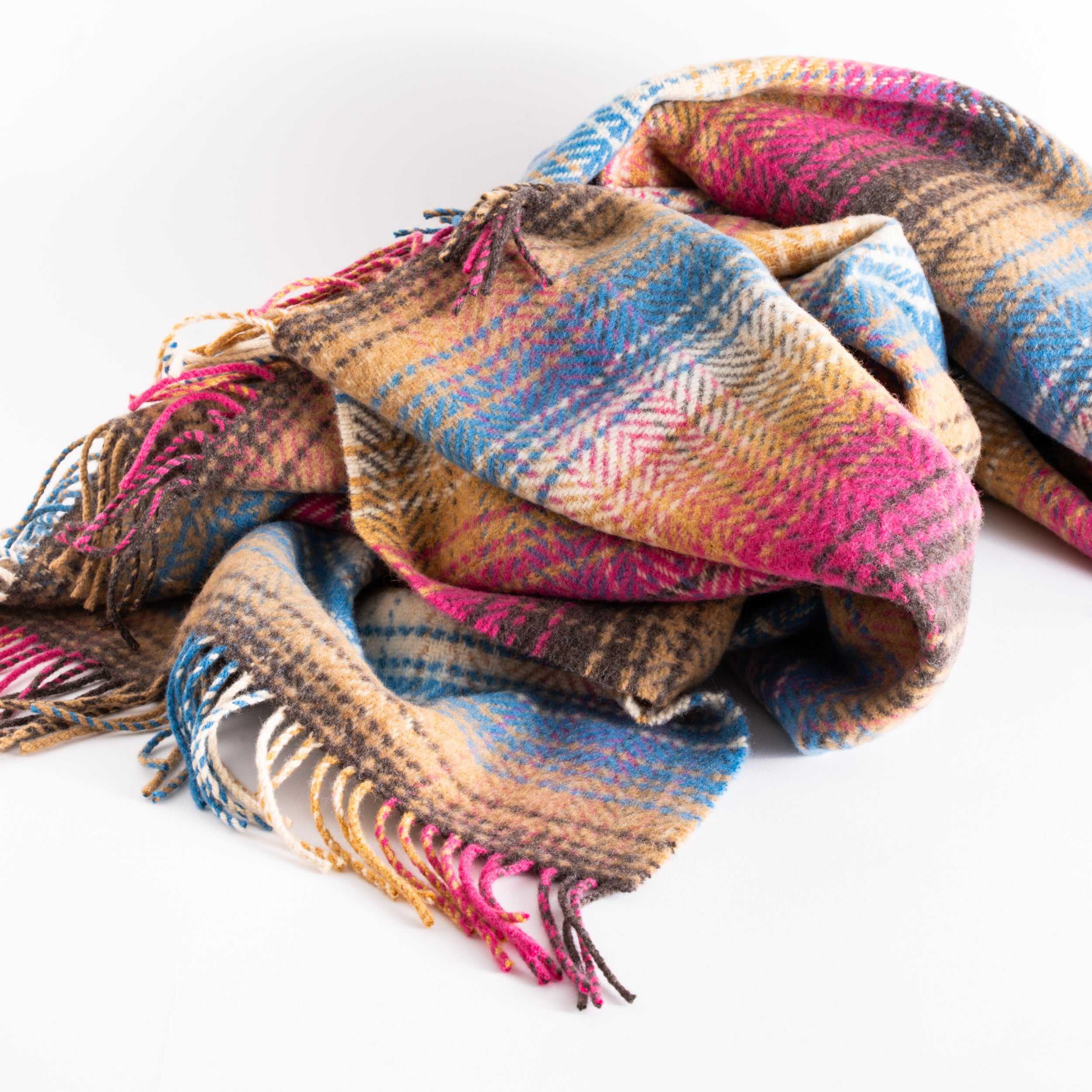 Pink Multi Check Throw