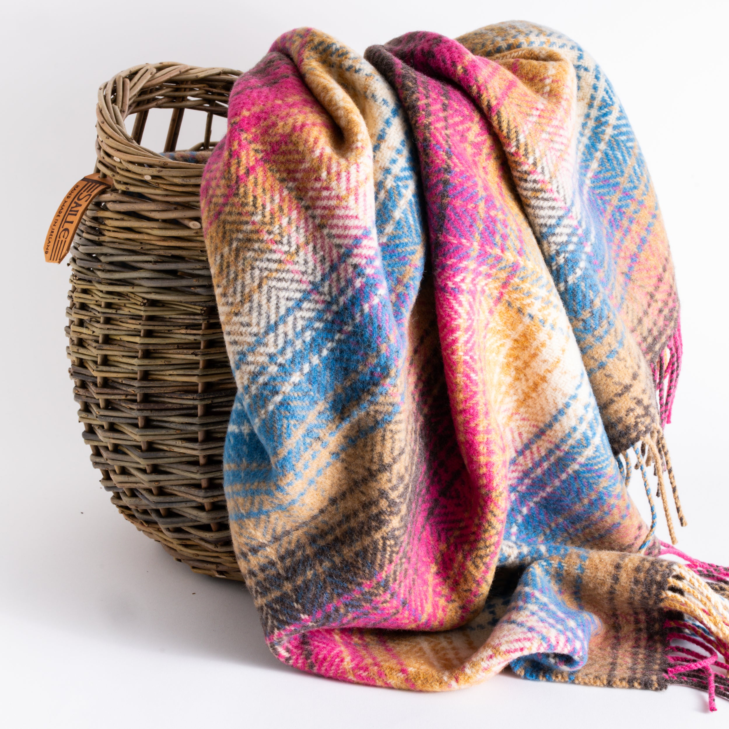 Pink Multi Check Throw