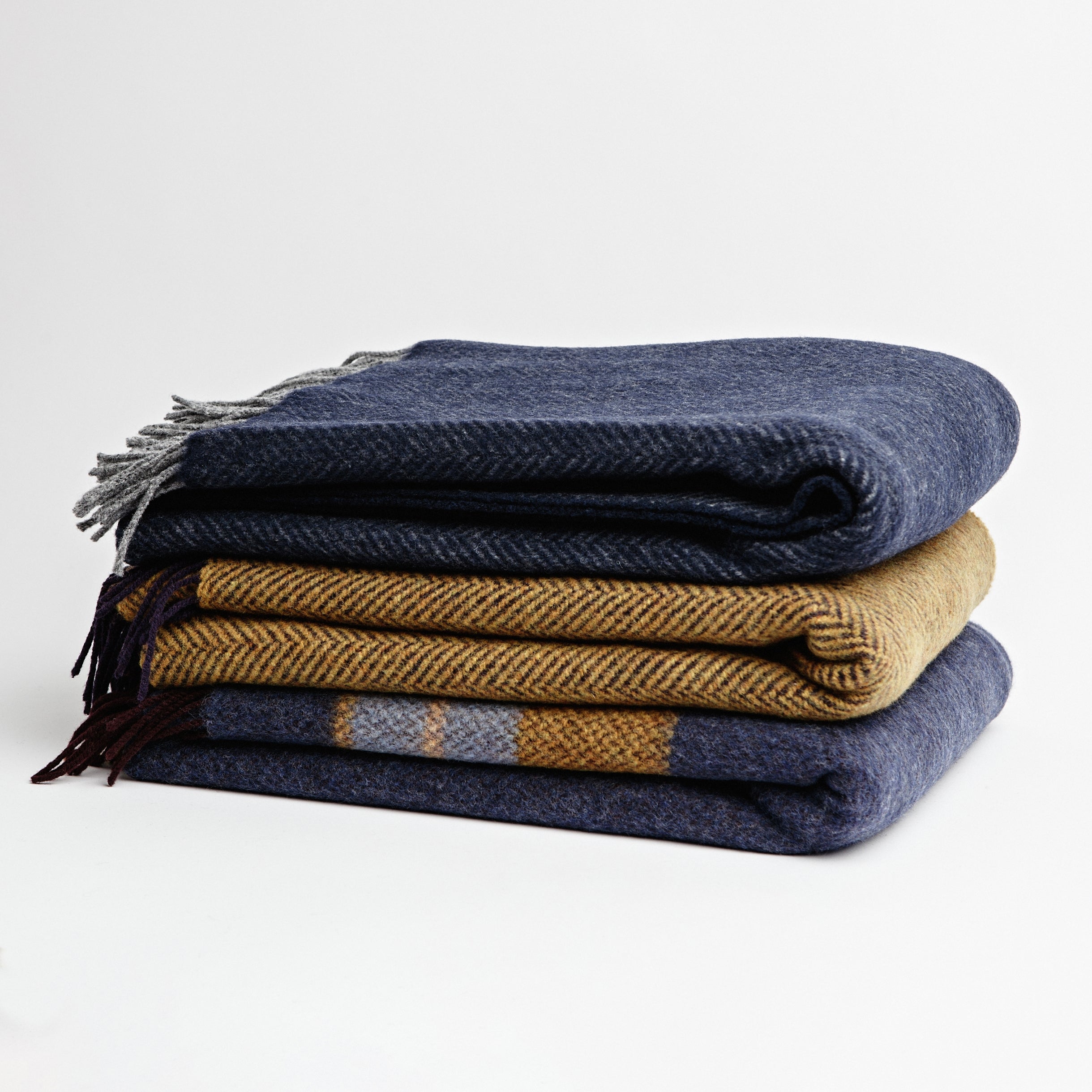 Navy Herringbone Throw