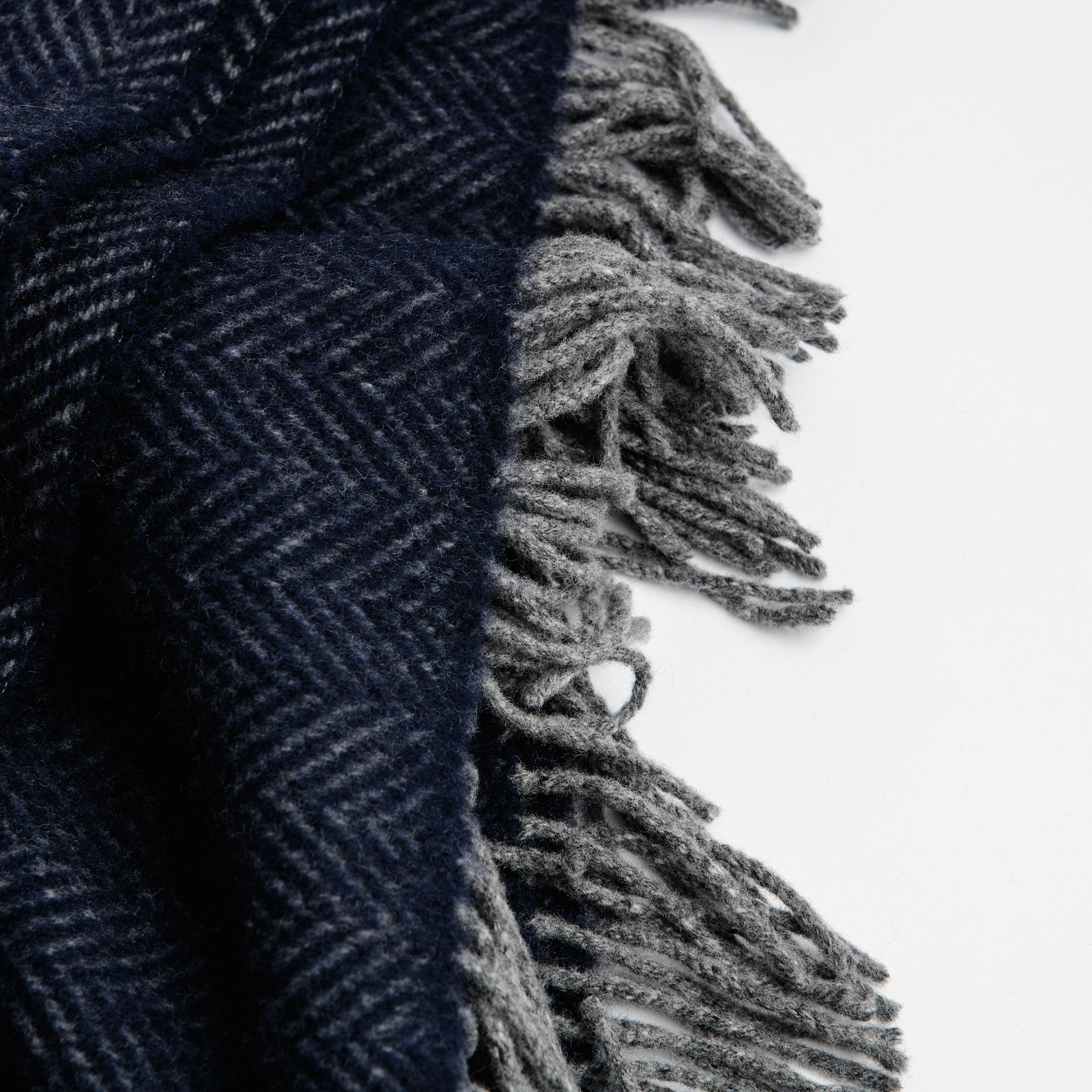 Navy Herringbone Throw