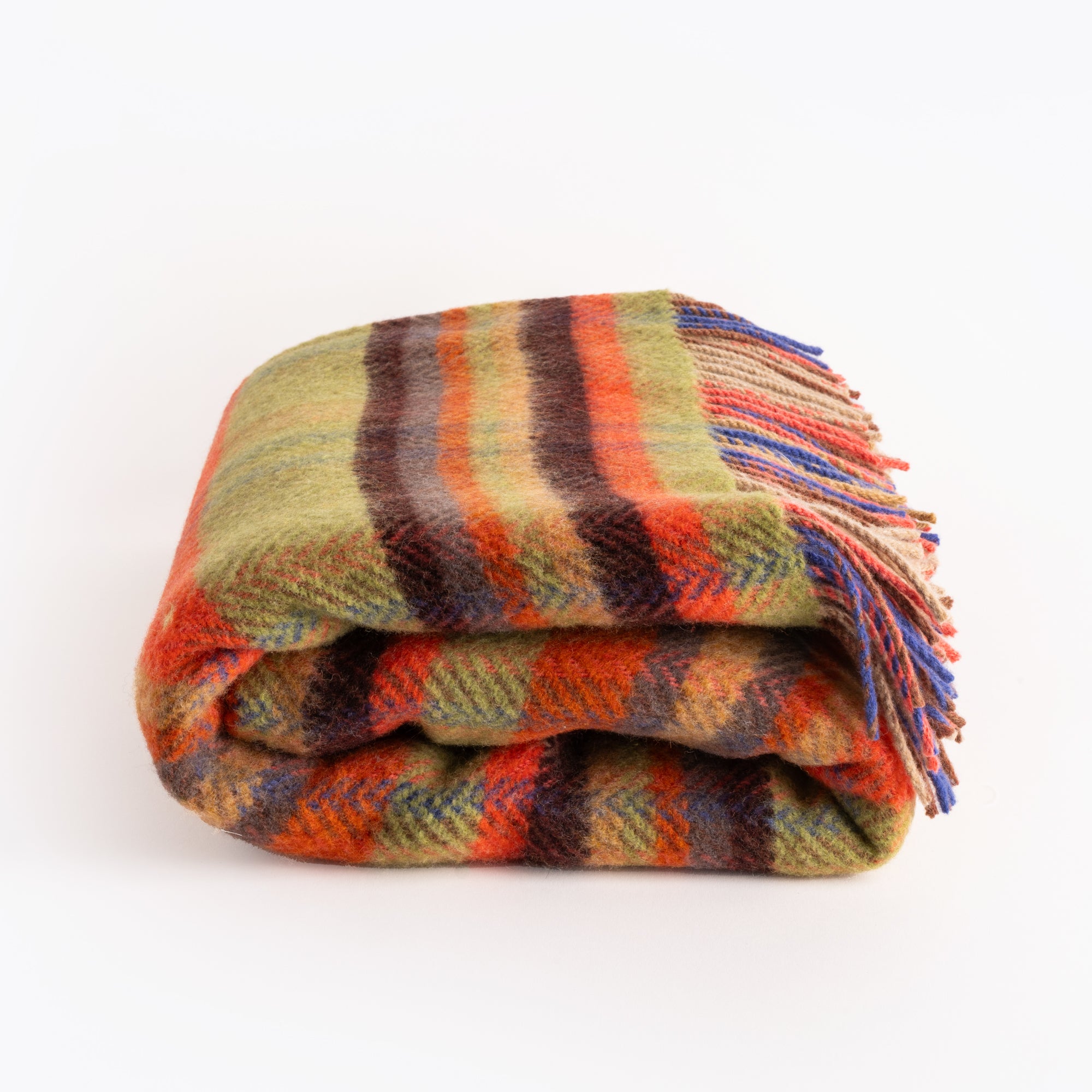 Green & Orange Check Throw