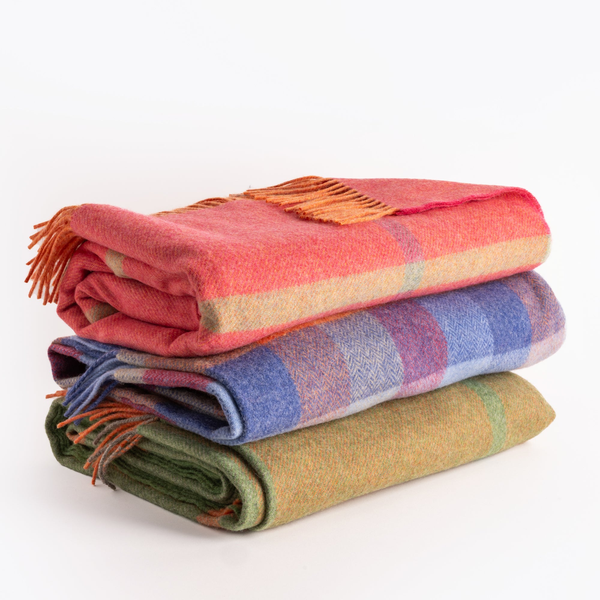 Orange Check Merino Lambswool throw
