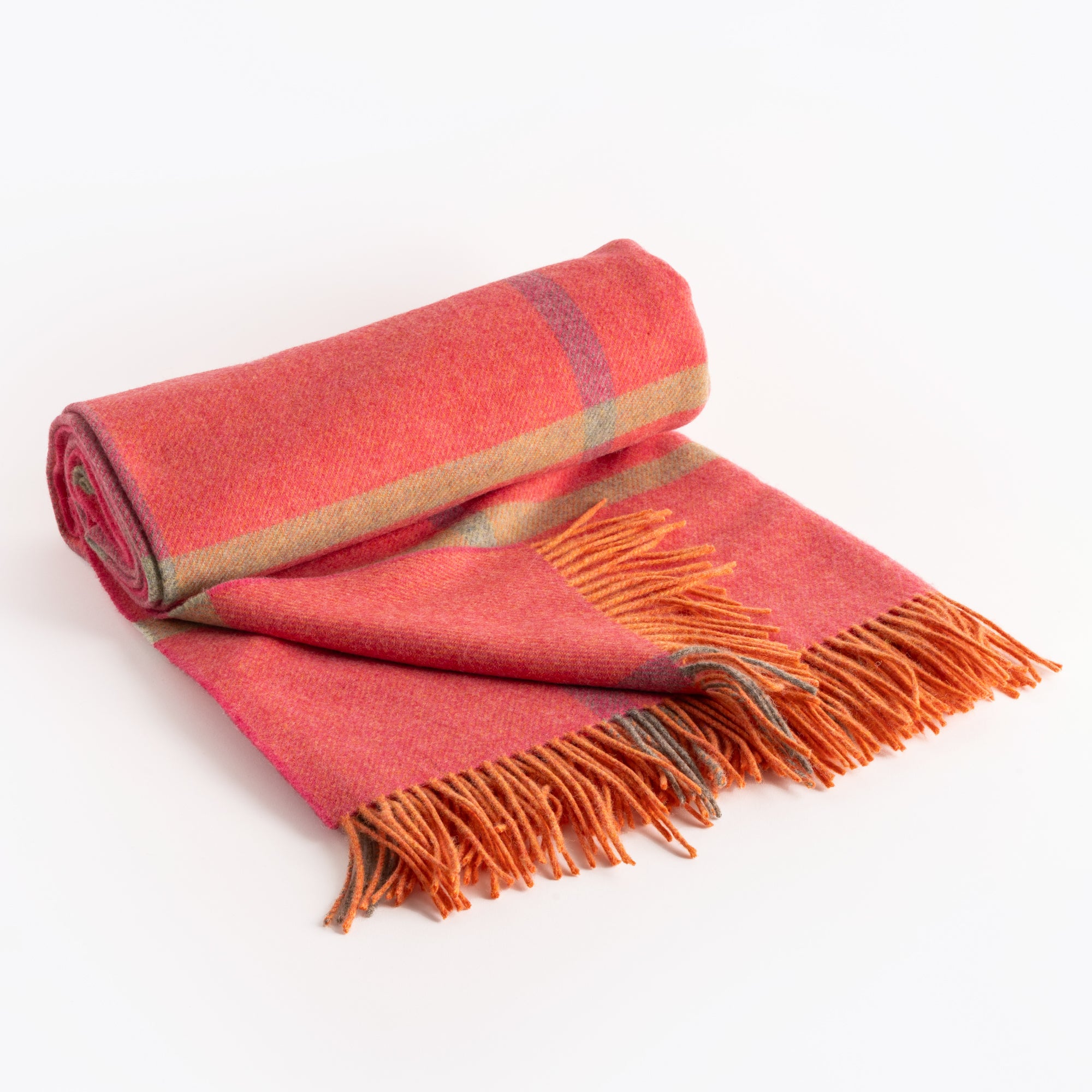 Pink Check Lambswool throw