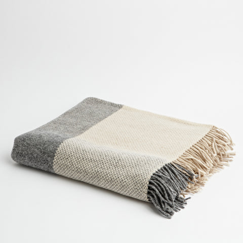 Biscuit & Grey check throw
